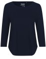 Dames T-Shirt Neutral Three Quarter Sleeve Navy
